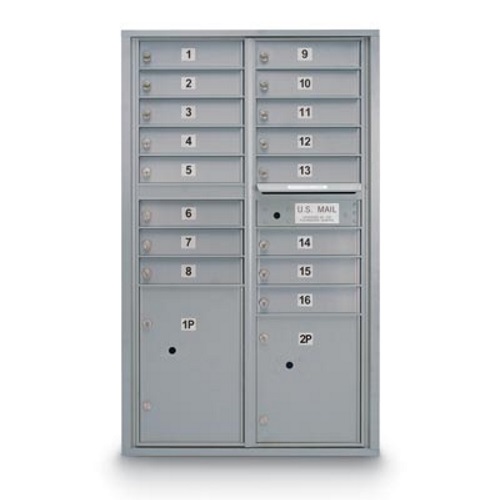 View 16 Door Standard 4C Mailbox with 2 Parcel Lockers